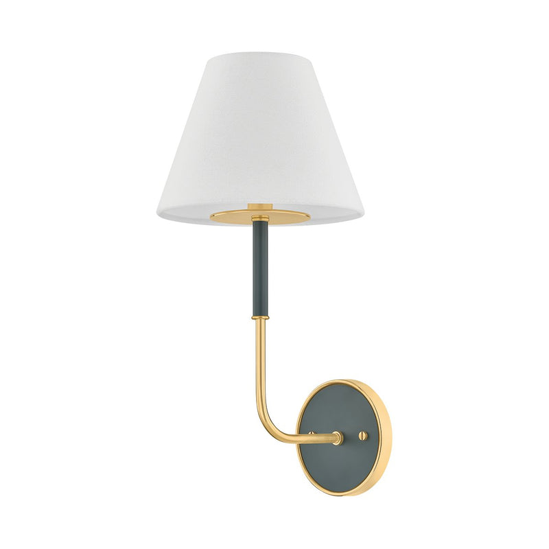 Wedgewood Wall Sconce in Aged Brass / Soft Studio Green