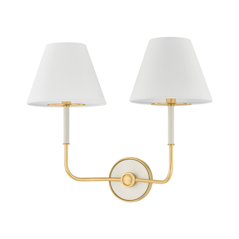 Wedgewood 2-Light Wall Sconce in Aged Brass / Off-white