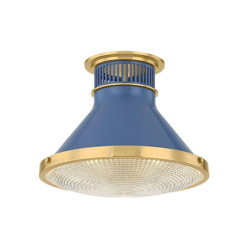 Highclere Small Flush Mount in Aged Brass / Soft French Blue