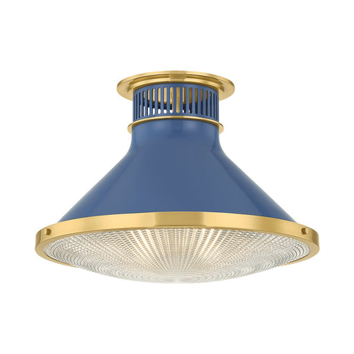 Highclere Large Flush Mount in Aged Brass / Soft French Blue