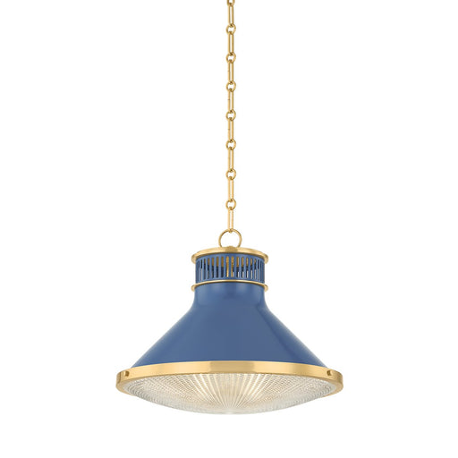 Highclere Large Pendant in Aged Brass / Soft French Blue