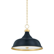 Painted No. 1 4-Light Pendant in Aged Brass / Darkest Blue