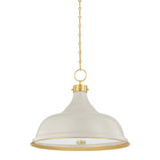 Painted No. 1 4-Light Pendant in Aged Brass / Off-white