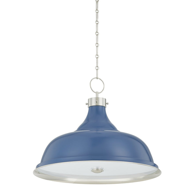 Painted No. 1 4-Light Pendant in Polished Nickel / Soft French Blue