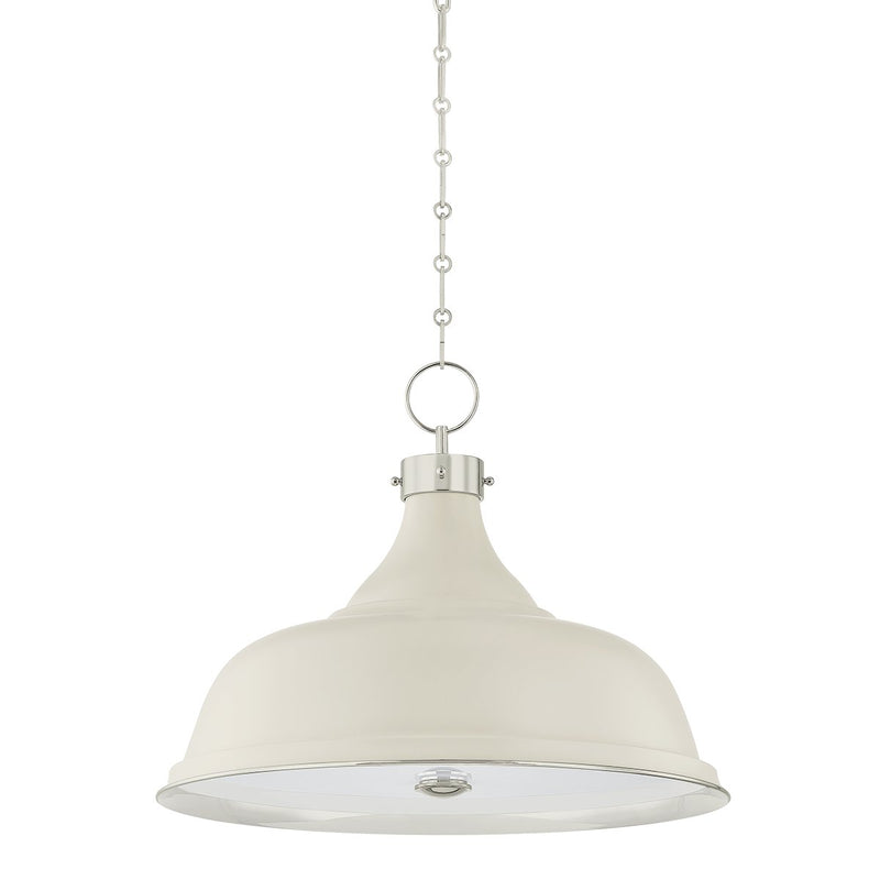 Painted No. 1 4-Light Pendant in Polished Nickel / Off-white