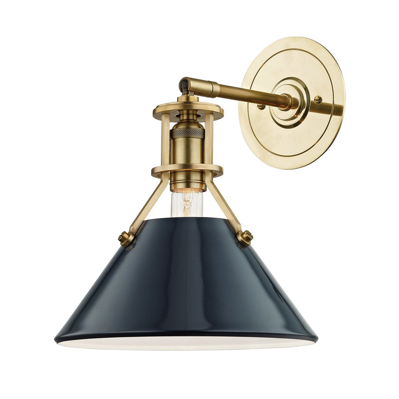 Painted No. 2 Wall Sconce in Aged Brass / Darkest Blue