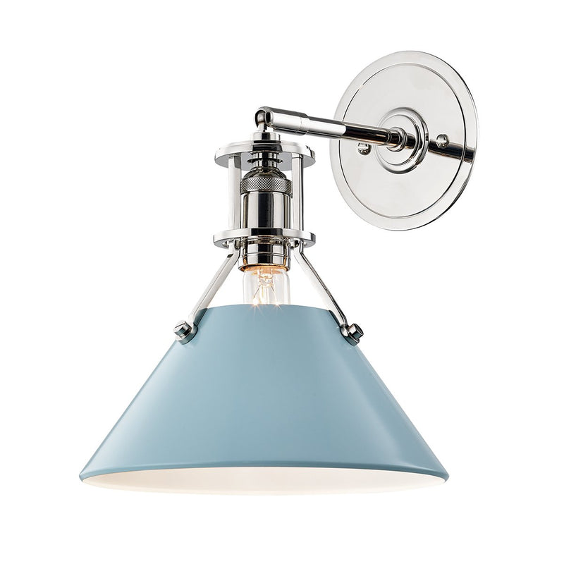 Painted No. 2 Wall Sconce in Polished Nickel / Blue Bird