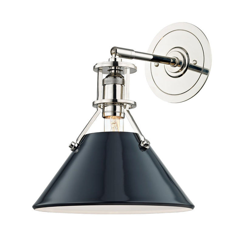 Painted No. 2 Wall Sconce in Polished Nickel / Darkest Blue