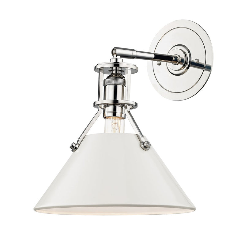 Painted No. 2 Wall Sconce in Polished Nickel / Off-white