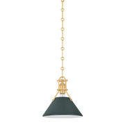 Painted No. 2 Small Pendant in Aged Brass / Soft Studio Green