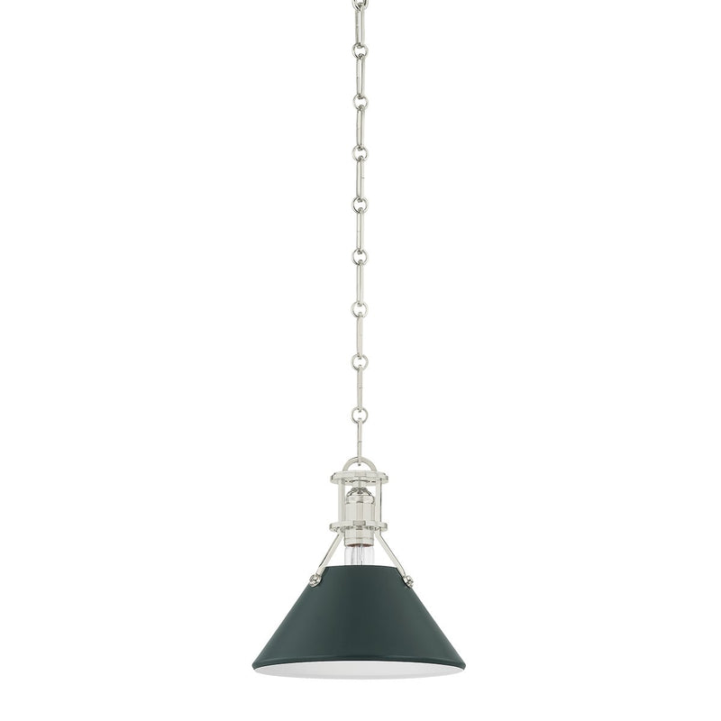 Painted No. 2 Small Pendant in Polished Nickel / Soft Studio Green