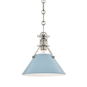 Painted No. 2 Small Pendant in Polished Nickel / Blue Bird