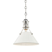 Painted No. 2 Small Pendant in Polished Nickel / Off-white