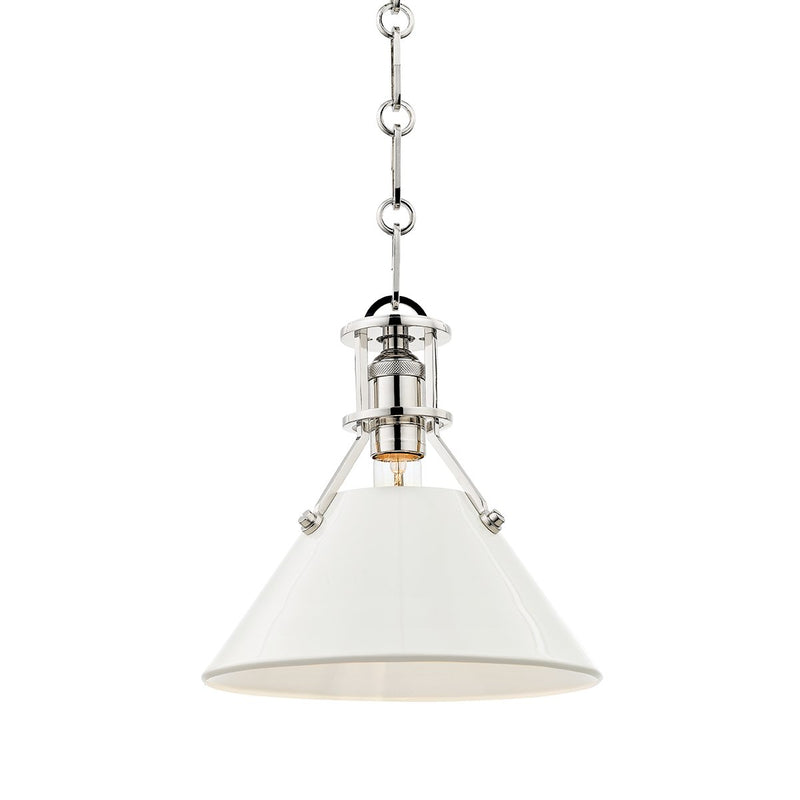 Painted No. 2 Small Pendant in Polished Nickel / Off-white