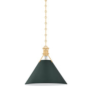 Painted No. 2 Medium Pendant in Aged Brass / Soft Studio Green
