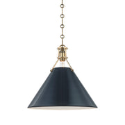 Painted No. 2 Medium Pendant in Aged Brass / Darkest Blue