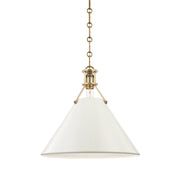 Painted No. 2 Medium Pendant in Aged Brass / Off-white