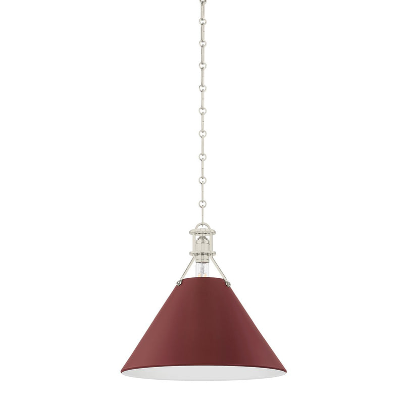 Painted No. 2 Medium Pendant in Polished Nickel / Soft Crimson