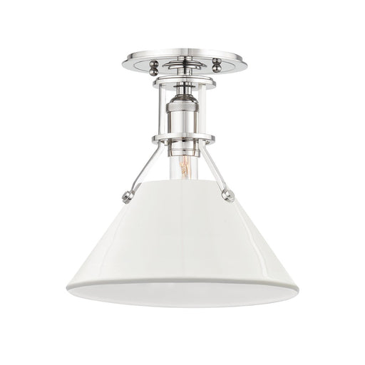 Painted No. 2 Semi-Flush Mount in Polished Nickel / Off-white