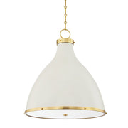Painted No. 3 3-Light Pendant in Aged Brass / Off-white