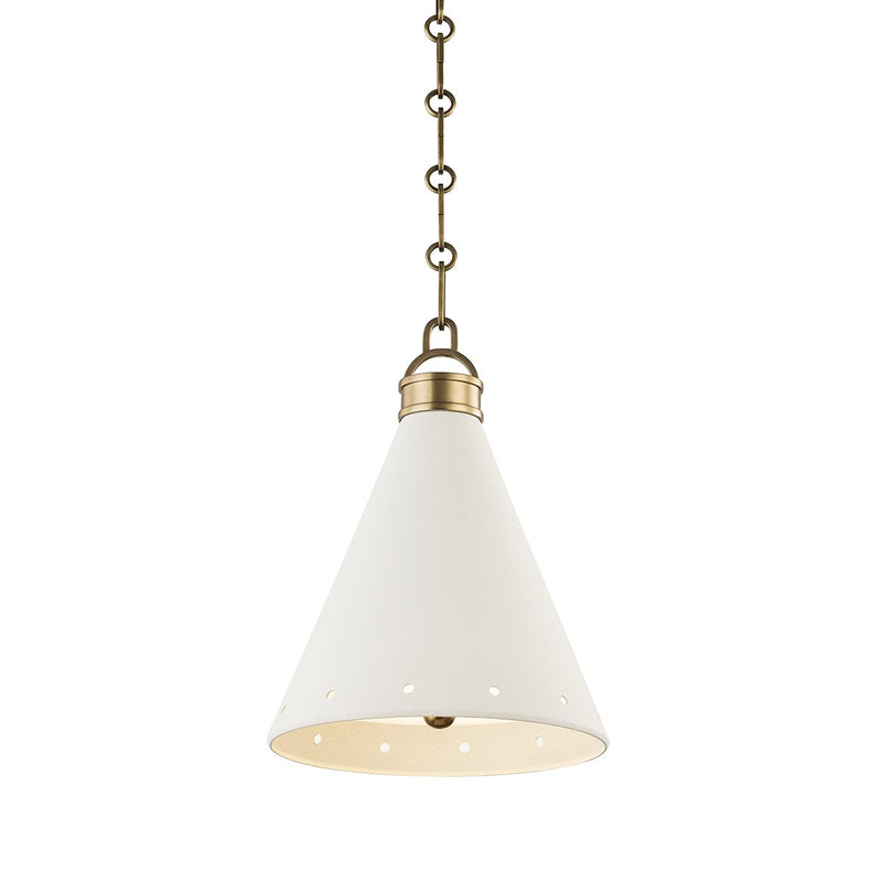 Plaster No. 1 Small Pendant in Aged Brass / White Plaster