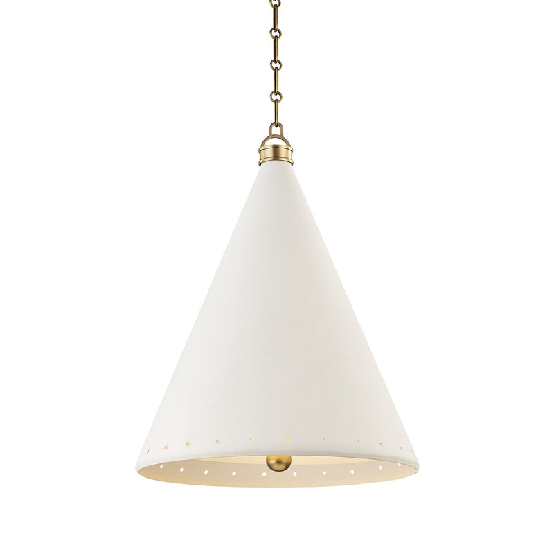 Plaster No. 1 2-Light Pendant in Aged Brass / White Plaster