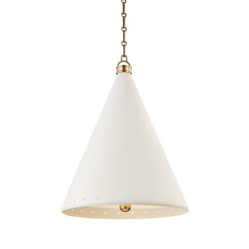 Plaster No. 1 2-Light Pendant in Aged Brass / White Plaster