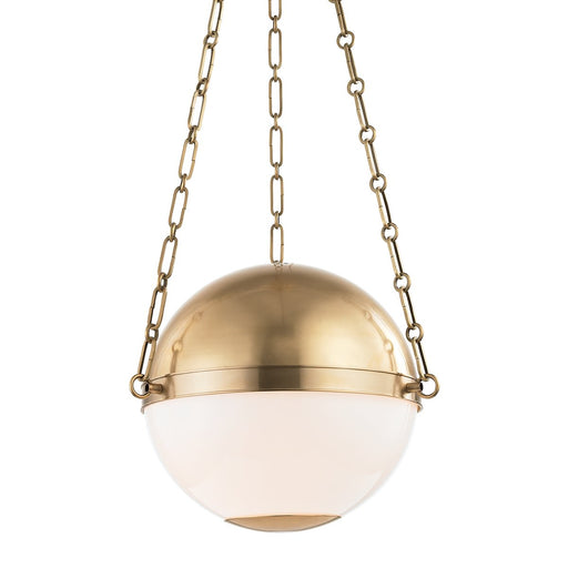 Sphere No.2 2-Light Pendant in Aged Brass