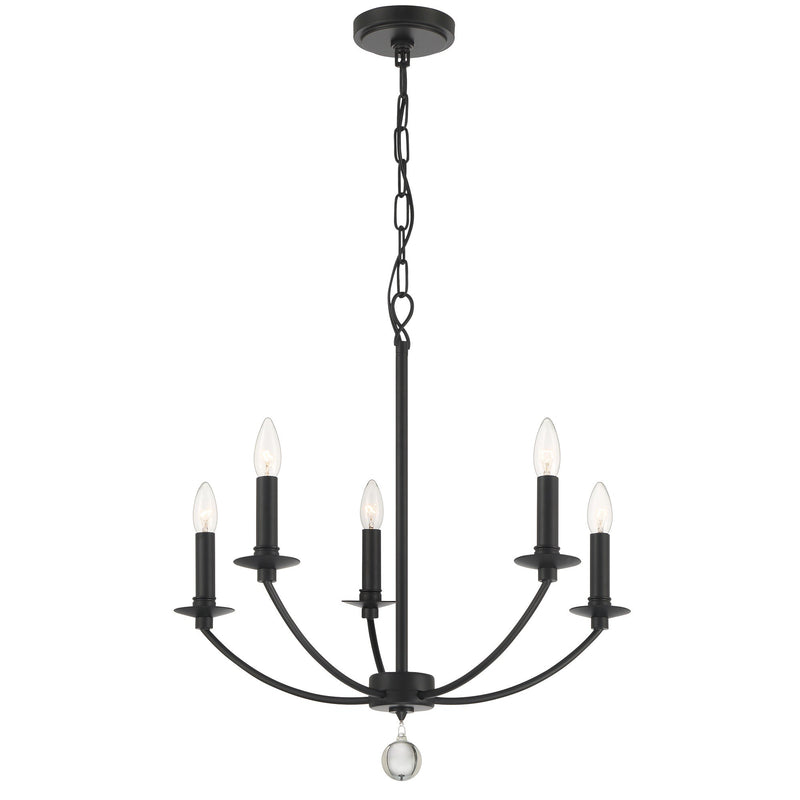 Mila 5 Light 23" Chandelier in Black