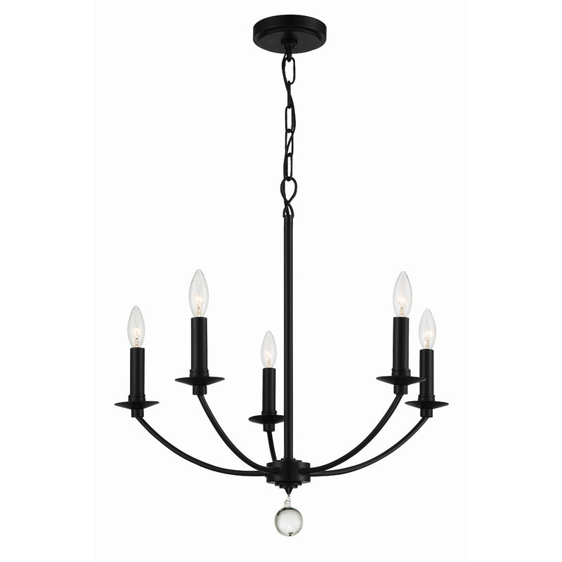 Mila 5 Light 23" Chandelier in Black