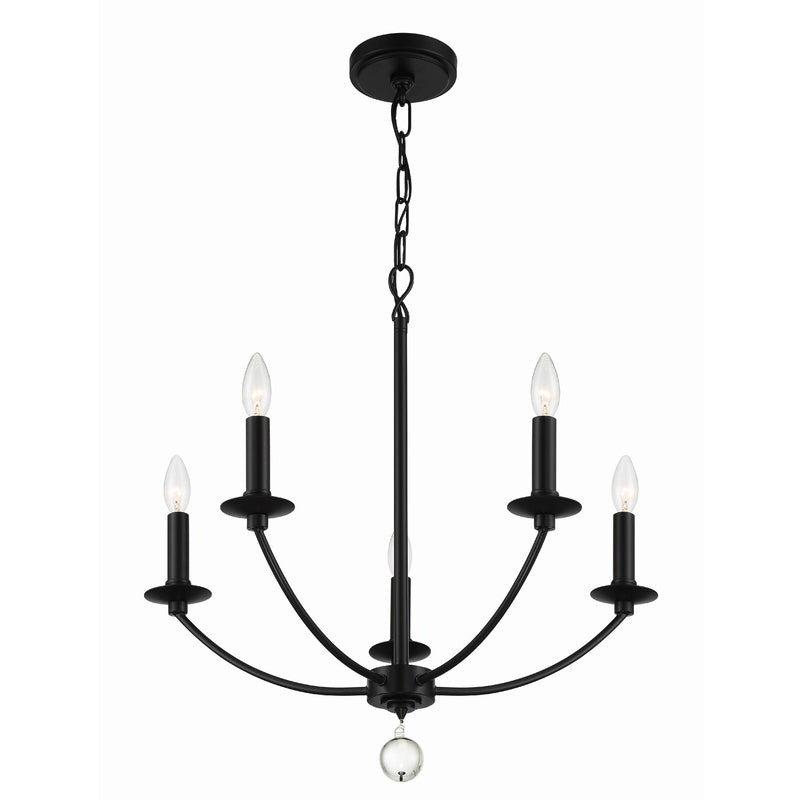 Mila 5 Light 23" Chandelier in Black