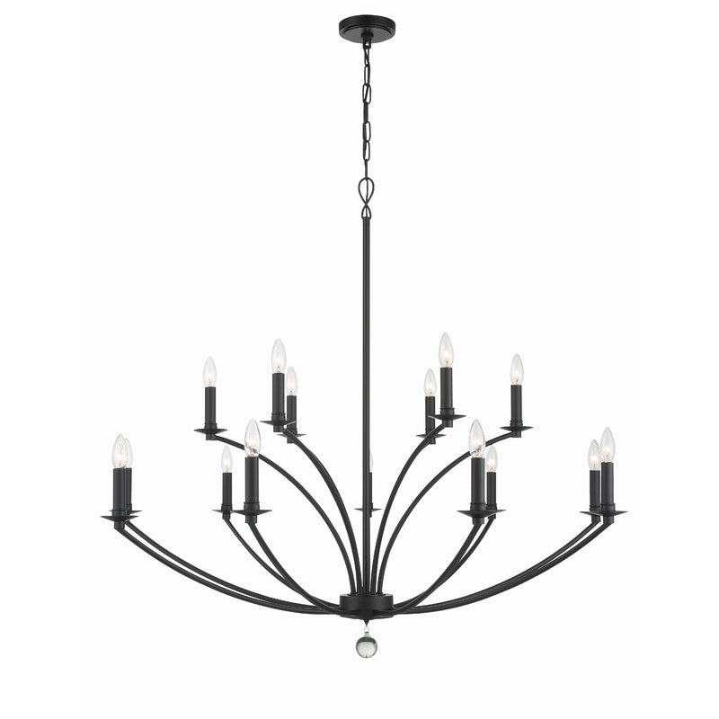 Mila 15 Light 48" Chandelier in Black