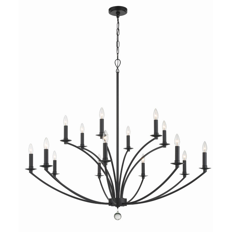 Mila 15 Light 48" Chandelier in Black