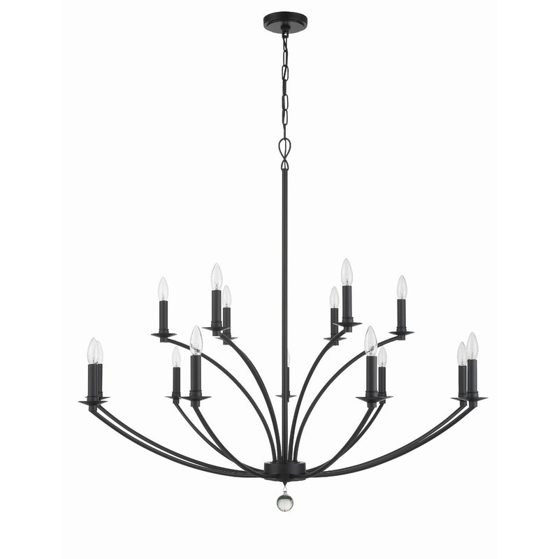 Mila 15 Light 48" Chandelier in Black