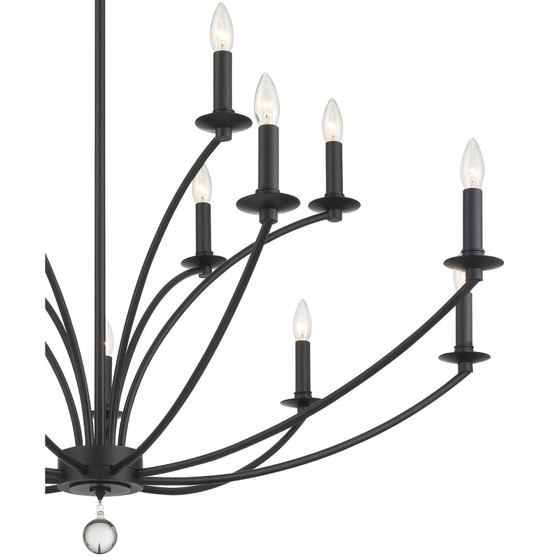 Mila 15 Light 48" Chandelier in Black