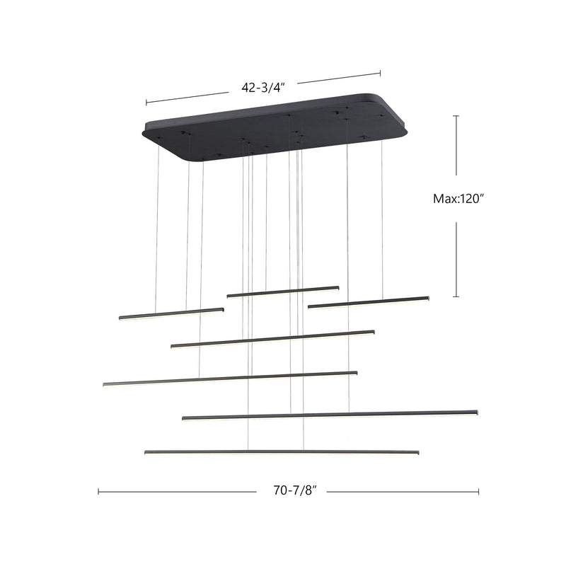 Chute Motion 70" Linear Pendant in Black