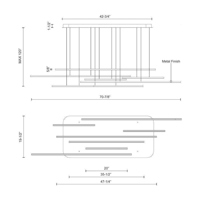 Chute Motion 70" Linear Pendant in White