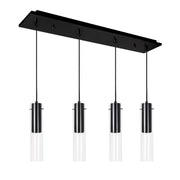 Lena 3" 4-Head Linear Multi-Drop Pendant in Black