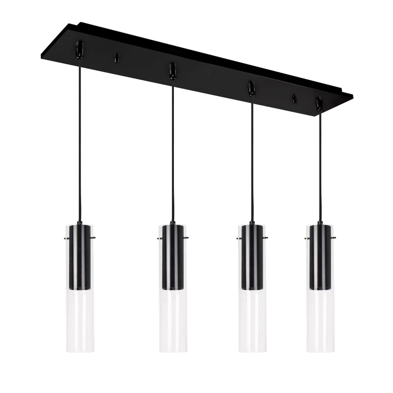 Lena 3" 4-Head Linear Multi-Drop Pendant in Black