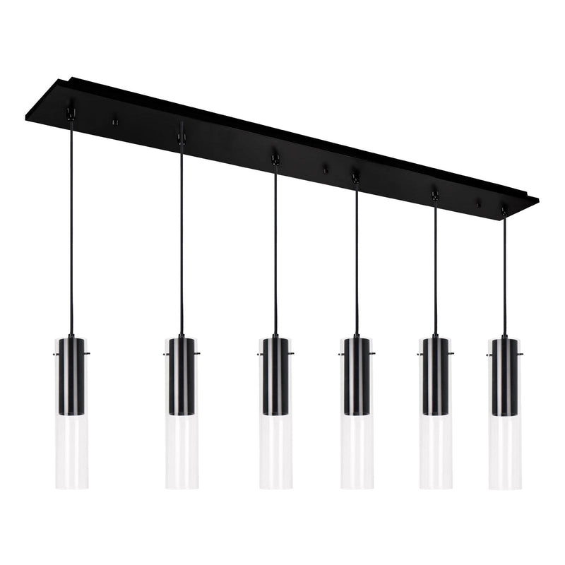 Lena 3" 6-Head Linear Multi-Drop Pendant in Black