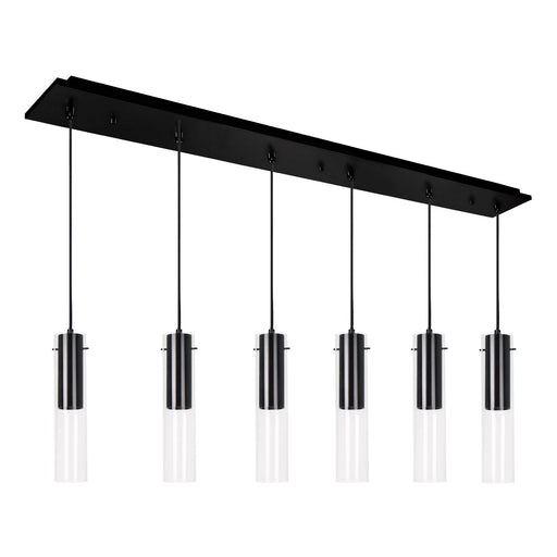 Lena 3" 6-Head Linear Multi-Drop Pendant in Black