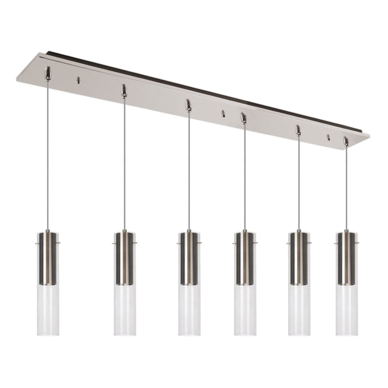 Lena 3" 6-Head Linear Multi-Drop Pendant in Brushed Nickel