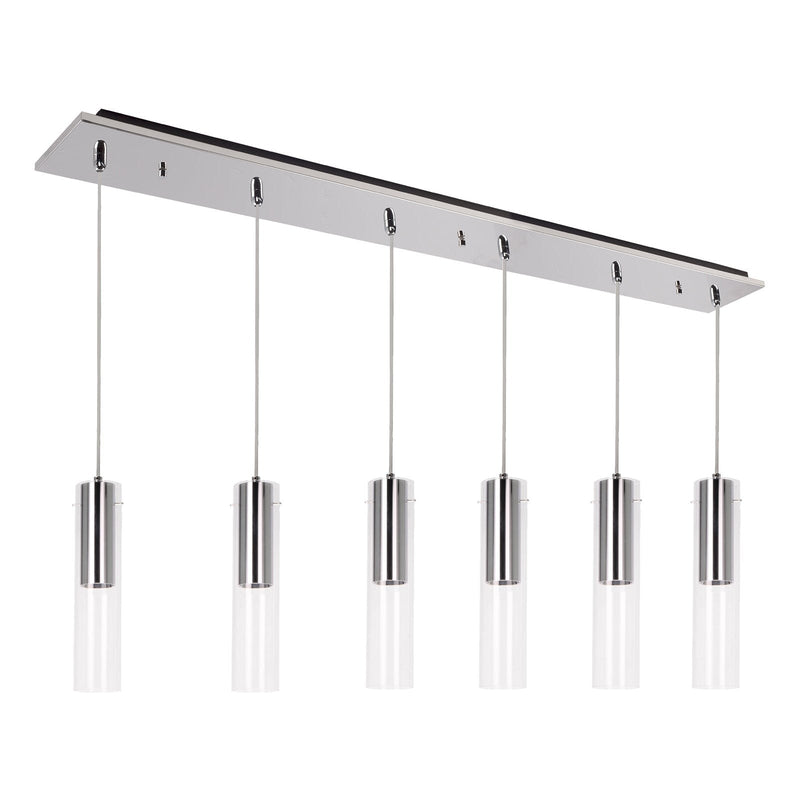Lena 3" 6-Head Linear Multi-Drop Pendant in Chrome
