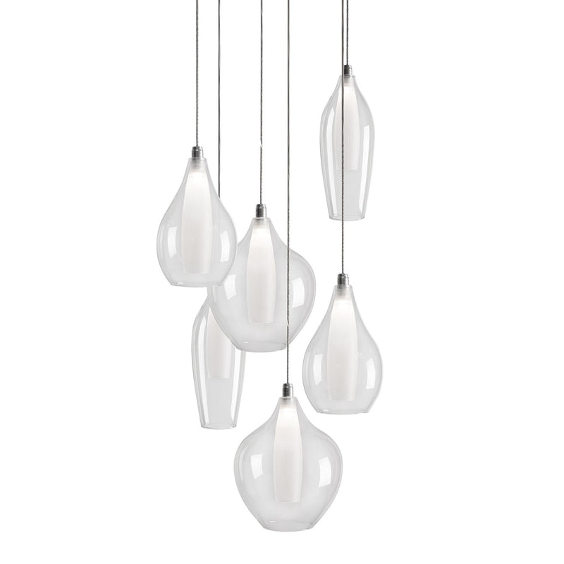 Victoria 13" 6-Head Multi-Drop Pendant in Chrome