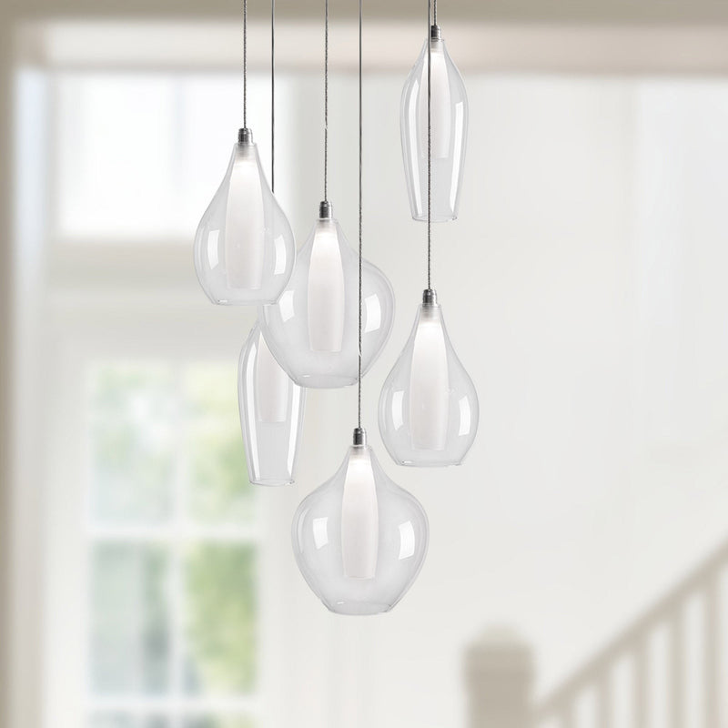 Victoria 13" 6-Head Multi-Drop Pendant in Chrome
