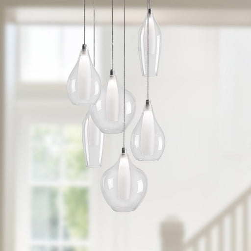 Victoria 13" 6-Head Multi-Drop Pendant in Chrome