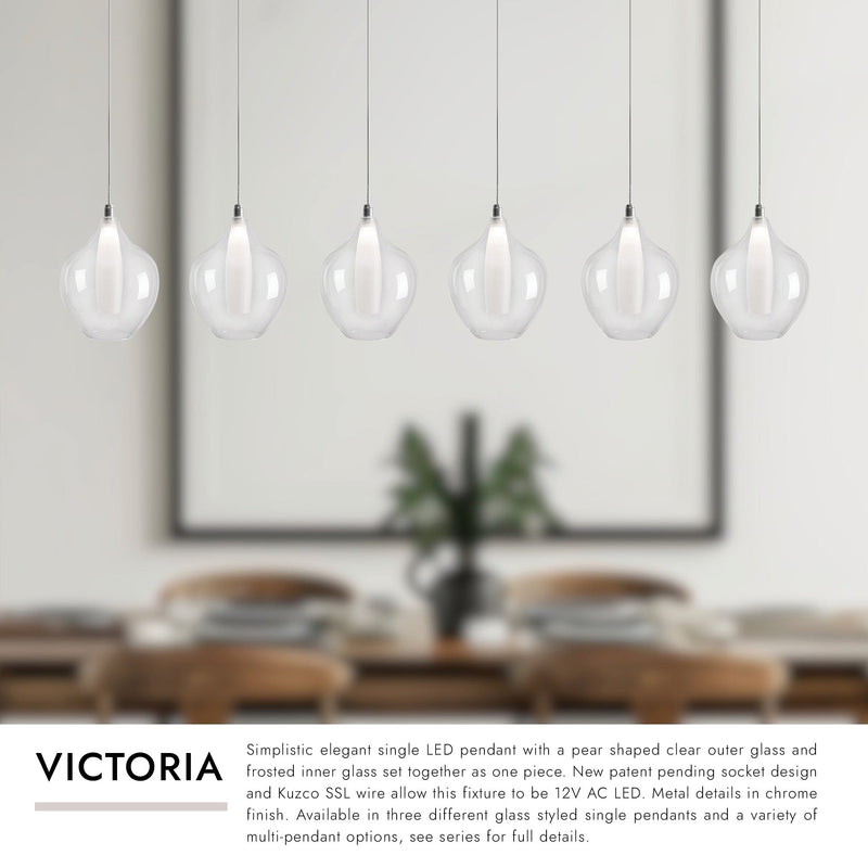 Victoria 7" 6-Head Multi-Drop Pendant in Chrome