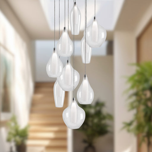 Victoria 18" 9-Head Multi-Drop Pendant in Chrome