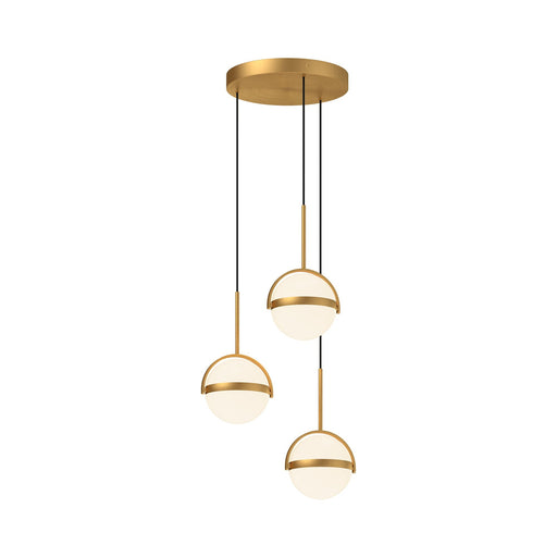 Globo 16" 3-Head Multi-Drop Pendant in Brushed Gold