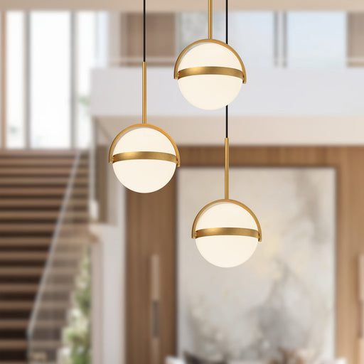 Globo 16" 3-Head Multi-Drop Pendant in Brushed Gold